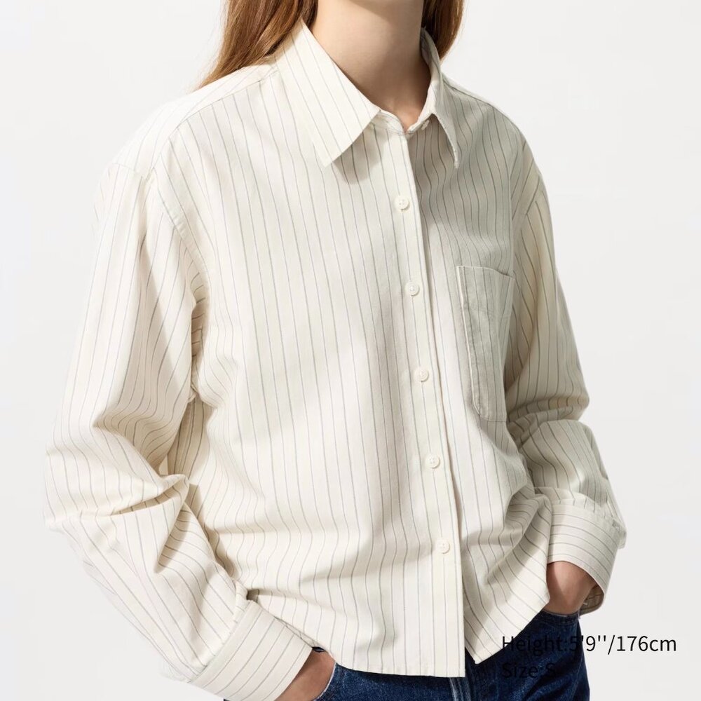 WORN ONCE JW ANDERSON x UNIQLO Oxford Boxy Cropped Shirt | Beige Striped Size XS